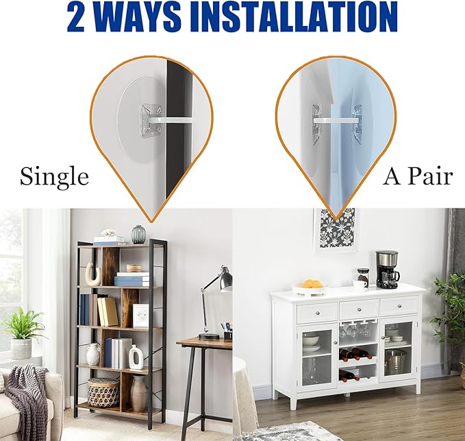 15 Pair Furniture Anchors for Baby Proofing, No Drill Upgraded Self-Adhesive Secure 168 Pound Furniture Prevent Falling Anti Tip Earthquake Straps for Child Safety-CubbioJoy