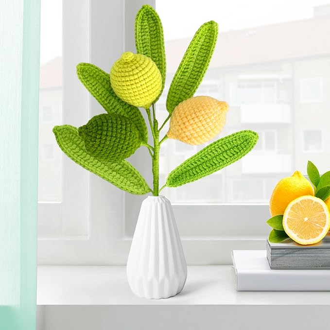 Crochetta Crochet Kit for Beginners, Crochet Kit w Step-by-Step Video Tutorials, Crochet Starter Kit Learn to Crochet Kits for Adults Kids Beginners, 3 Lemons Familly (40%+ Yarn Content)-CubbioJoy