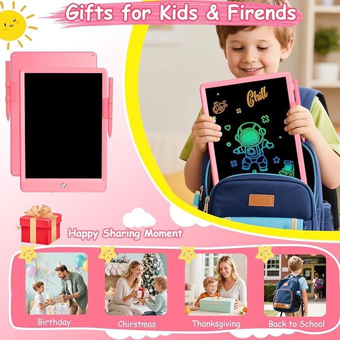 Decute Kids Toys LCD Writing Tablet with Stylus, 10 Inch Erasable Toddlers Doodle Board, Reusable Drawing Pad for Kids, Educational Christmas Birthday Gift for 3 4 5 6 7 8 Girls Boys Toddler Pink-CubbioJoy