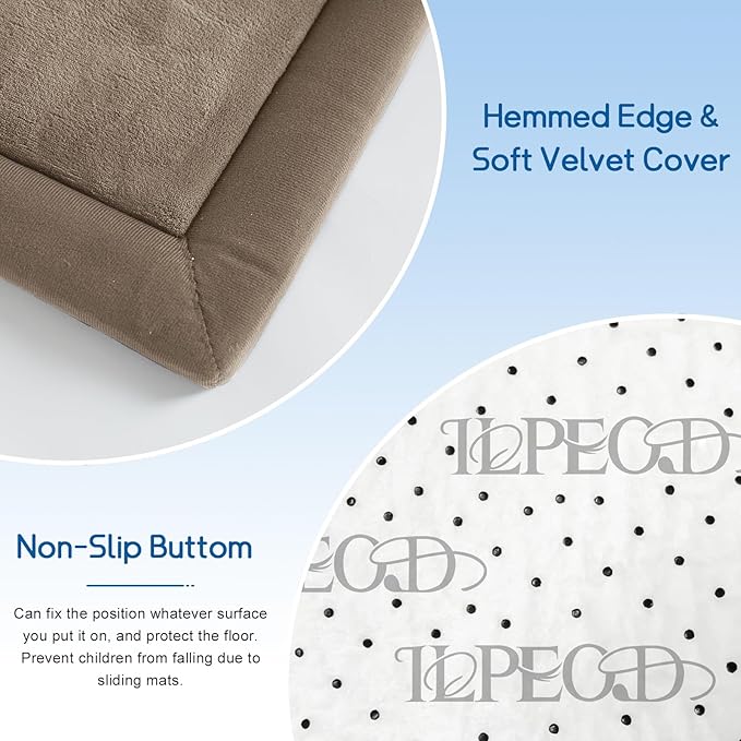 Baby Play Mat for Floor Tummy Time Mat Nursery Muscle Area Playroom Rug Tatami 79"x118" Memory Foam 1.3" Thick Crawling For Babies,Toddlers, Infants, Kids,Floor(Brown)-CubbioJoy