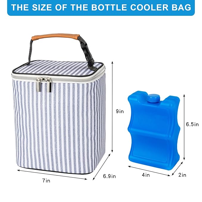 Breast Milk Cooler Bag with Ice Pack Fits 4 Baby Bottles Up to 9 Ounce, Baby Bottle Tote Bag Great for Nursing Mom Daycare-CubbioJoy