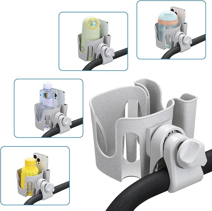 Accmor Stroller Cup Holder with Phone Holder, Bike Cup Holder, Universal Cup Holder for Uppababy Nuna Doona Strollers, 2-in-1 Cup Phone Holder for Stroller, Bike, Wheelchair, Walker, Scooter-CubbioJoy