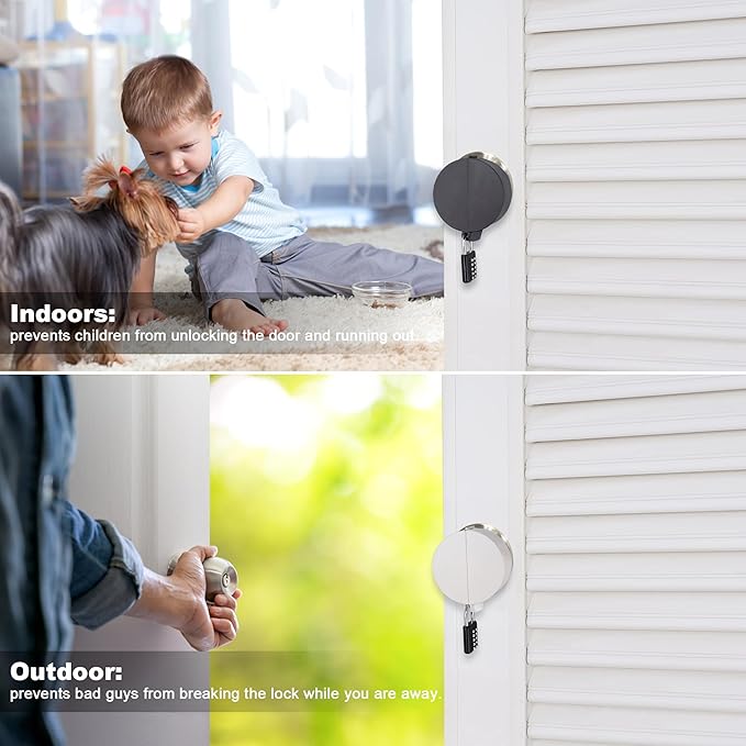 2 Pack Door Knob Lockout Device with Padlock,Temporary Door Handle Lock Cover for Dementia Patients/Child Proof, Outdoor Water Faucet Lock Cover - White-CubbioJoy