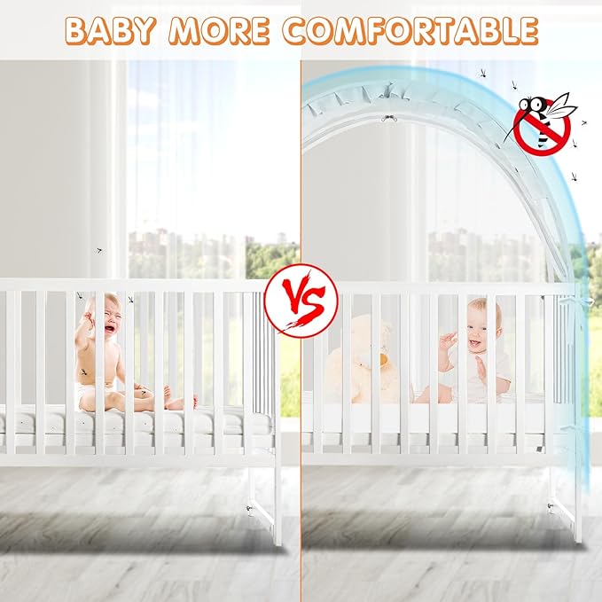 Crib Tent to Keep Baby from Climbing Out - Crib Net to Keep Baby in - Pop Up Breathable Cribs Cover - Canopy with Upgrade Strong Mesh and Durable Zipper (White, Lager)-CubbioJoy