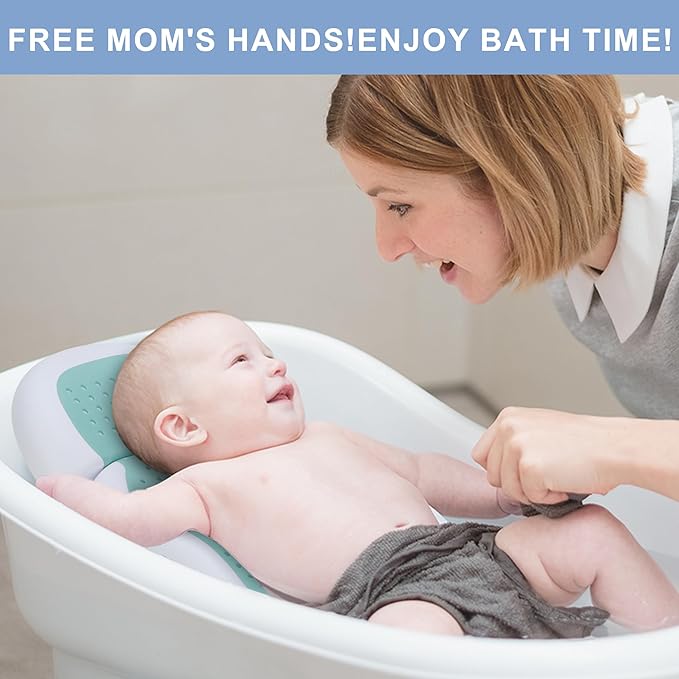 Baby Bath Support,Ideal for Babies Less Than 6 Months Old,with Thermometer-Adjustable Slope Newborn Bathtub, Baby tubs for Baby tubs for Newborn Essentials Must Haves (Green)-CubbioJoy