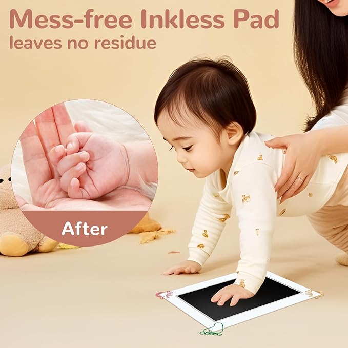 6" x 4" Large Size Baby Inkless Handprint and Footprint Kit with 4 Ink Pads and 8 Imprint Cards by PChero, Ideal for Family Keepsake Newborn Registry Baby Shower Present (Ink Area: 4.9" x 3.14")-CubbioJoy