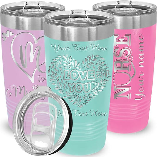 iProductsUS Personalized Tumbler for Women, 20oz Custom Insulated Stainless Steel Cup Engraved Your Name and Designs, Travel Coffee Mug with Lid, Gifts for Mom, Keep Drinks Cold and Hot (Teal)-CubbioJoy