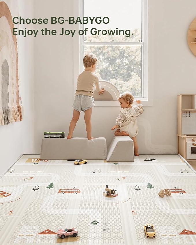 Baby Play Mat 47x47 Foldable Baby Play Mat for Playpen 50x50 Playpen Mat Reversible Foam Play Mat for Baby to Play on Floor 0.4" Crawling Baby Girl Play Mat for 50x50 Playpen(47 * 47 * 0.4)-CubbioJoy