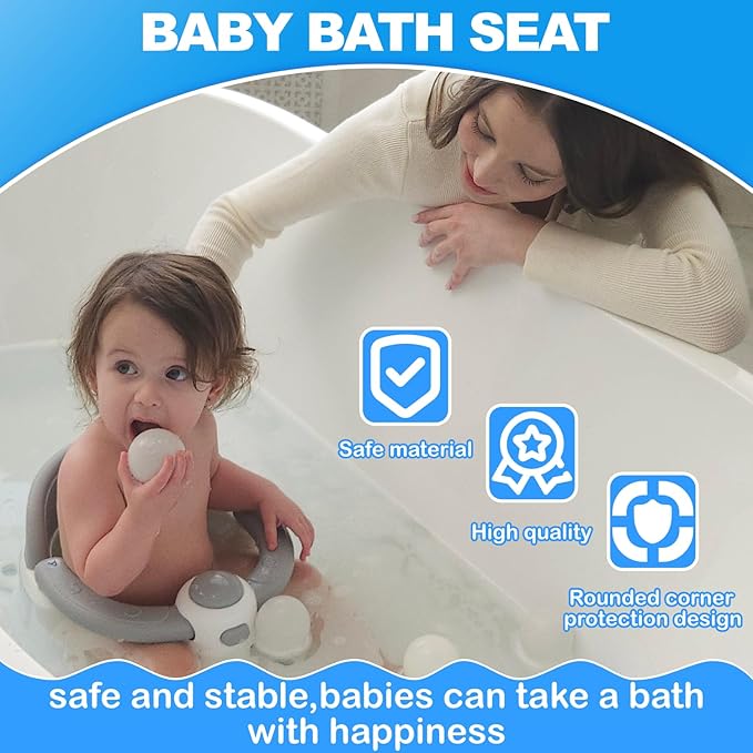 Baby Bath Seat, Baby Bath Seat for 6 Months & Up, Baby Bathtub Seat with Secure Suction Cups, Non-Slip Infant Bath Seat,Blue-CubbioJoy