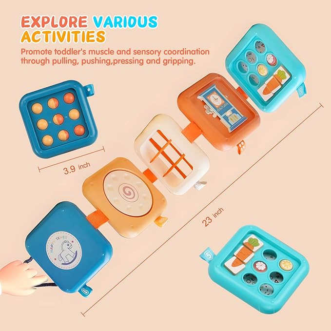 Busy Board for 1 Year Old, Travel Toys for Toddler 1-3, Montessori Busy Board Busy Cube, Toys Gifts for 1 Year Old Boy Girl-CubbioJoy