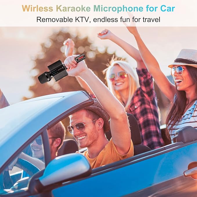 BONAOK Karaoke Microphone, Portable Wireless Bluetooth Karaoke Mic for Adults&Kids Car Home Outdoor Party, Karaoke Machine for PC/All Smartphone G50 Black 2025-CubbioJoy