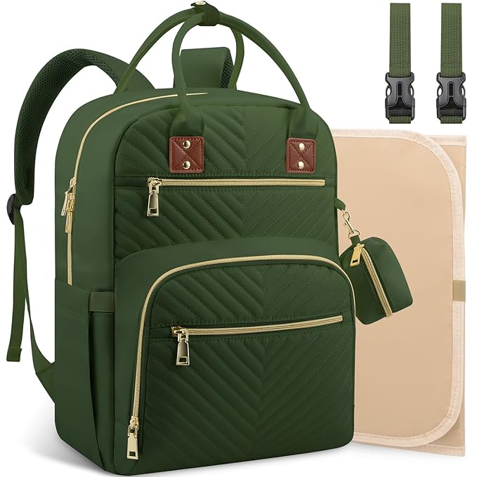 Baby Diaper Bag Backpack, Travel Diaper Bags for Girl Boy Large Capacity Baby Bag Backpack for Women Army Green-CubbioJoy