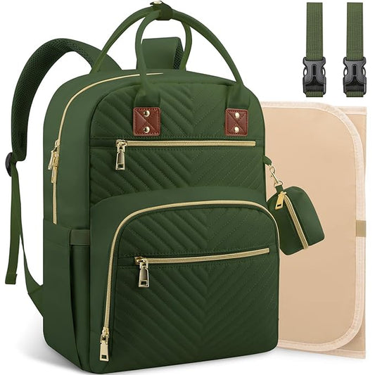 Baby Diaper Bag Backpack, Travel Diaper Bags for Girl Boy Large Capacity Baby Bag Backpack for Women Army Green-CubbioJoy