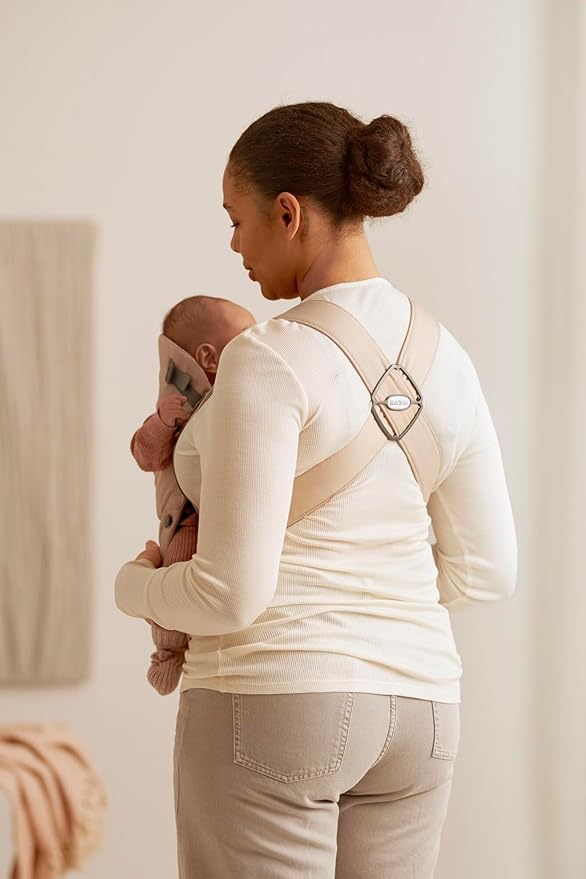 BabyBjörn Baby Carrier Mini, Beige, Woven | Newborn Carrier (7-25 lbs), Ergonomic, Easy-to-Use-CubbioJoy