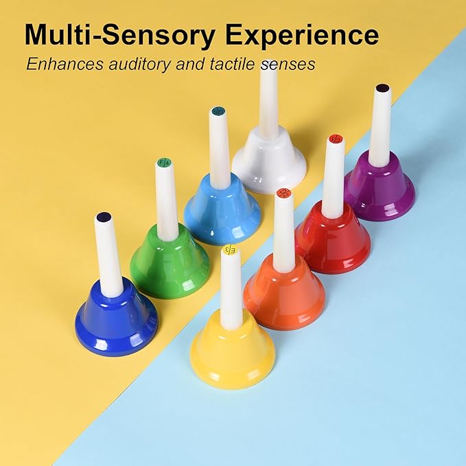 8 Note Hand Bells for Kids Adults, Colorful Merry Handbells Set Musical Instruments-CubbioJoy
