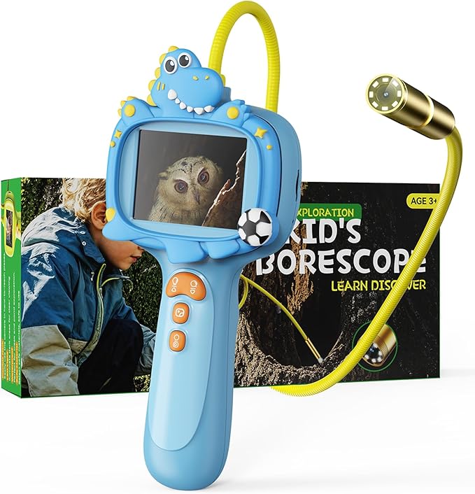 Borescope Camera Toy with Light for Kids - STEM Science Educational Toy for 4 5 6 7 8 9 10 Years Old Boys Girls Birthday Gift, Snake Scope Camera for Outdoor Camping Nature Exploration-CubbioJoy
