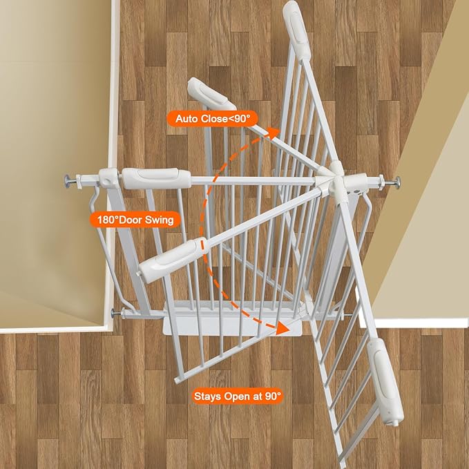 30" Tall Extra Wide Baby Gates for Doorways & Stairs - Large, Long Pressure Mounted Metal Safety Gates for Kids & Dogs - White (71.5-76.38 Inch)-CubbioJoy