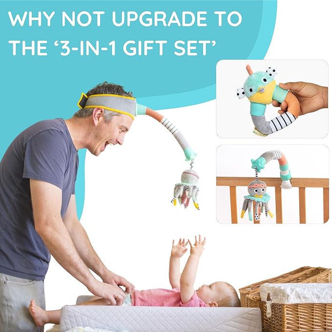 DINGLE DANGLE - Diaper Changing Distractor - Diaper Changing Helper Headband, Baby Mobile, & Sensory Rattle. Newborn Essentials Must Haves - Great Baby Registry or Shower Gift - Featured on Shark Tank-CubbioJoy