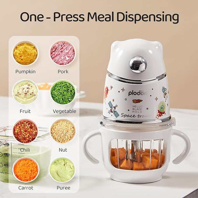 Baby Food Maker - Food Puree Processor, Fruits, Vegetables, Meats and Potatoes Mini Food Blender, Suitable for Avocados, Grapes and Strawberries Space Silver, 10 oz Gift Package-CubbioJoy