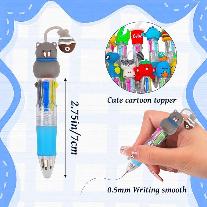 50Pcs Mini Multicolor Pens in One 4-in-1 Cute Pens Bulk for Kids, Ballpoint Pen for Birthdays and Children's Parties, Fun Pen Gifts Assorted Ink Kawaii Pen-CubbioJoy