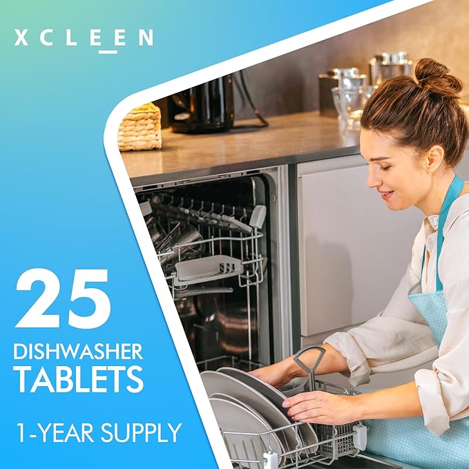 Dishwasher Cleaner and Deodorizer Tablet 25 Count, Deep Cleaning Tablet Helps Remove Limescale, Mineral Buildup and Odor, Formulated to Clean Inside all Machines-CubbioJoy