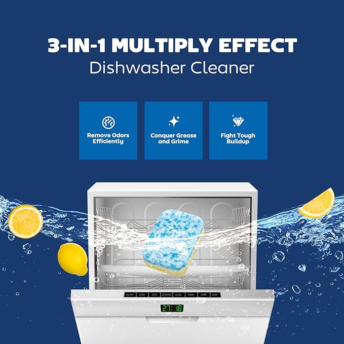 Dishwasher Cleaner and Deodorizer Tablet - Helps Remove Limescale, Mineral Buildup and Odor - Formulated to Clean Inside all Machines - 12 Cleaner Tablets…-CubbioJoy