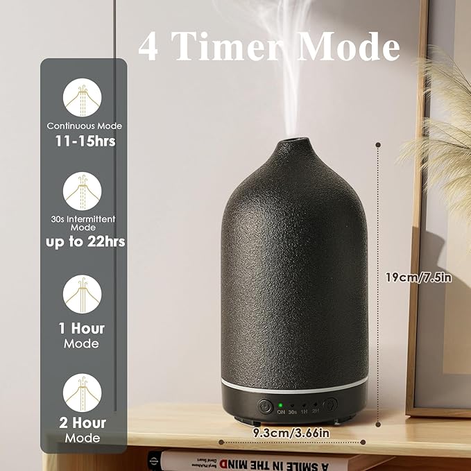 Diffuserlove Ceramic Diffuser Essential Oil Diffusers Aromatherapy Essential Oil Diffuser for Room Air Diffuser for Home Bedroom Stone Diffuser Black-CubbioJoy