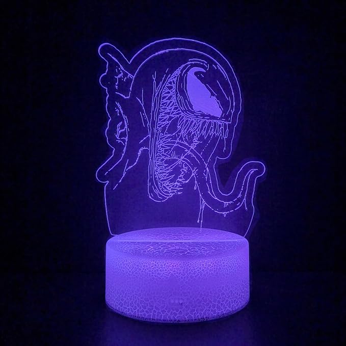 3D Night Light, Alien Monster Illusion Table Lamp with 16 Colors Remote Control Touch Lamp LED USB Night Light Desk Lamps Room Decorations Home Decor Holiday Birthday Light-CubbioJoy