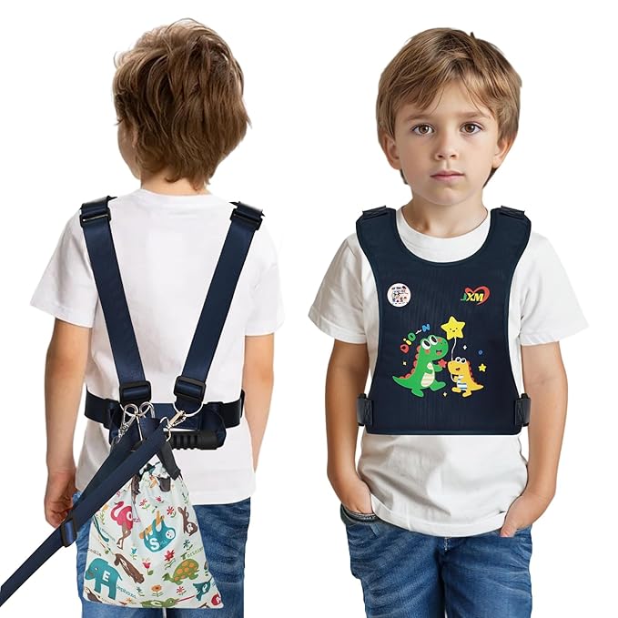 JXM Safety Harness for Active Childs with Quick Grab Handle, Teens Youth Secure Walking Harness with Autism Awareness and Pouch, Adjustable Tether Leash for Autism ADHD Special Needs Child Kids-CubbioJoy