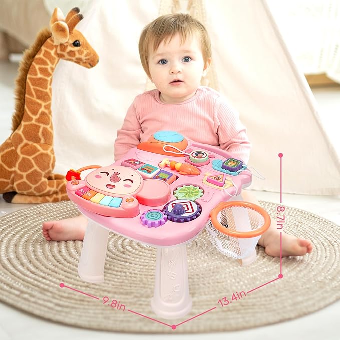 CUTE STONE 2-in-1 Baby Walker for Girls, Toddlers Learning Walker, Early Educational Push Walking Toys with Detachable Activity Center for Infants 12+ Months-CubbioJoy