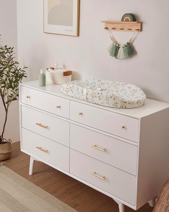 Blissful Diary Muslin Baby Changing Pad with Waterproof Lining Foam, Baby Changing Table Pad with Cover for Dressers (Botanical Leaf, Avocado)-CubbioJoy