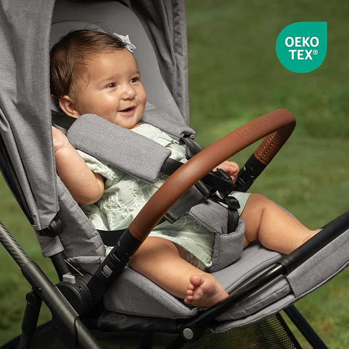 Air Lux Baby Stroller with Carbon Fiber Frame, One-Hand Fold & Reversible Seat, Magnetic 5-Pt Harness, Car Seat Adapter, 15.8lbs, Cinder-CubbioJoy