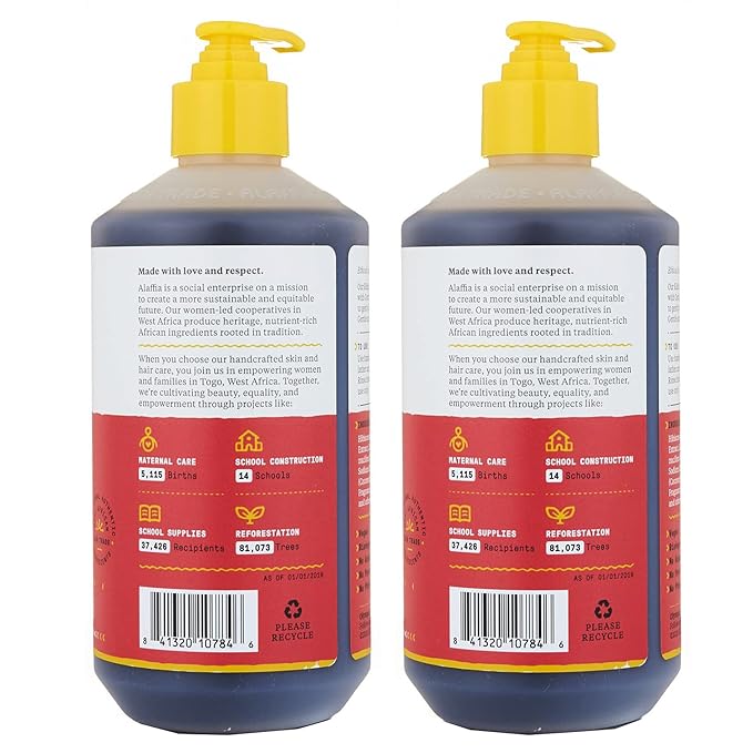 Alaffia Babies and Kids Shampoo and Body Wash, Gentle and Calming Support for Soft Hair and Skin with Shea Butter, Neem, and Coconut Oil, Fair Trade, Coconut Strawberry, 2 Pack – 16 Fl Oz Ea-CubbioJoy