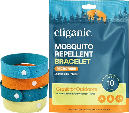 Cliganic Mosquito Repellent Microfiber Bracelets (10 Count) - for Adults and Kids, DEET Free Wristbands-CubbioJoy