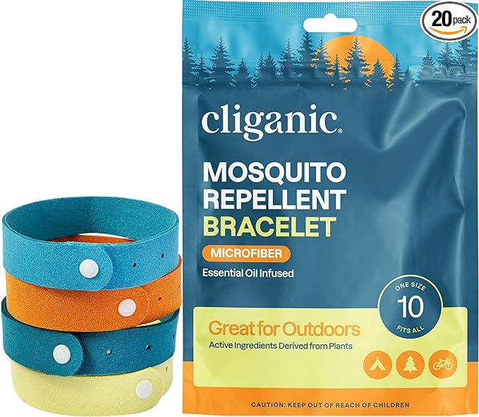 Cliganic Mosquito Repellent Microfiber Bracelets (20 Pack) - for Adults and Kids, DEET Free Wristbands-CubbioJoy
