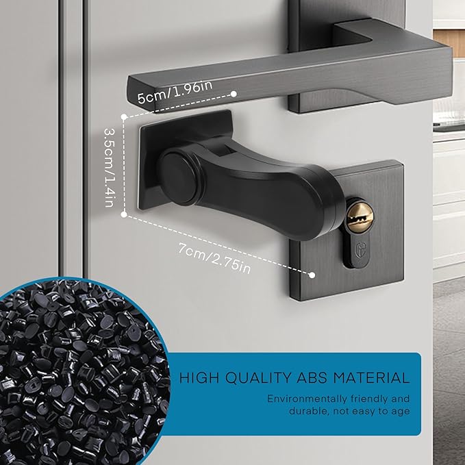 Child Proof Door Lever Lock - 2 Pack - Door Locks for Kids Safety - Door Knob Child Proof - Baby Proofing 3M Adhesive - Door Handle Child Proof - Baby Safety Locks for Toddlers - Black-CubbioJoy