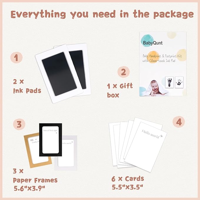 Inkless Baby Hand and Footprint Kit,Clean-Touch Ink Pad Kit,Safe No Mess Printing Infant Hand Foot Stamp,2 Pack Newborn Inkless Print Pads Best Keepsake or Gifts for Family-CubbioJoy