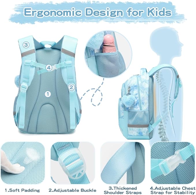 Cusangel Backpack for Girls Boys School Bookbags Kindergarten Elementary Lightweight Waterproof Multifunctional Large Capacity for kids(17 inch Fun Prints)-CubbioJoy