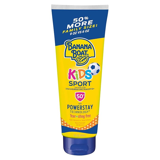 Banana Boat Kids Sport Sunscreen Lotion SPF 50, 9.5oz | Sunscreen for Kids, Childrens Sunscreen, Kids Sunblock, Lotion Sunscreen, Oxybenzone Free Sunscreen SPF 50, Family Size Sunscreen, 9.5oz-CubbioJoy