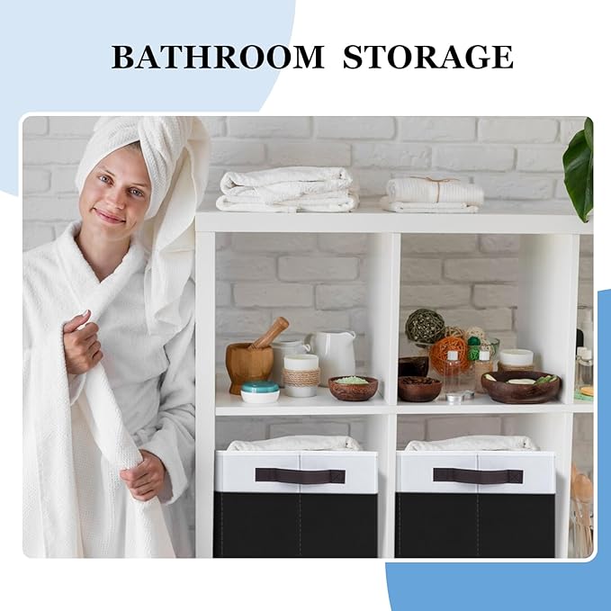 Criusia Large Storage Bins for Shelves 4 Pack, Closet Storage Baskets for Clothes Blanket Beddings Towels, Collapsible Fabric Closet Organizer Bins with Handles/ Laundry Room Organization-CubbioJoy