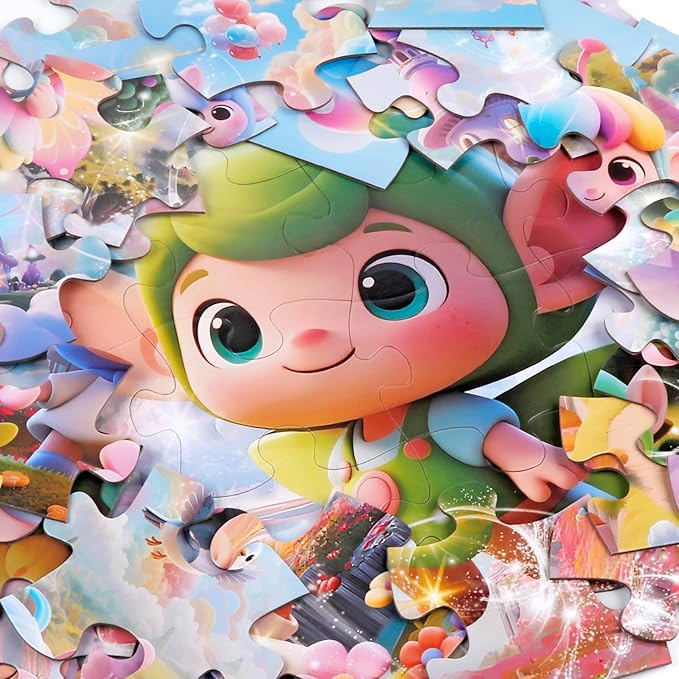 Jumbo Floor Puzzle for Kids,48 Piece Fairy Large Jigsaw Puzzles for Toddler Ages 3-5,Preschool Educational Toy Gift for Boys & Girls Ages 4-8-CubbioJoy