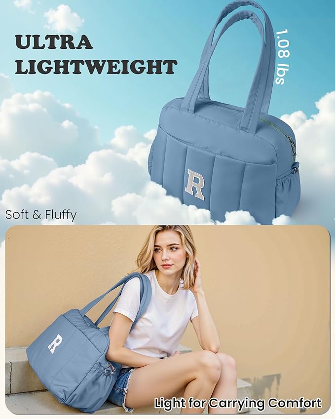 Initial Duffle Bag, Yoga Bags for Women，Overnight Bag with Wet Pocket，Lightweight Work Bags Personalized Gym Tote with Makeup Pouch-Daughter Gift from Grandma-CubbioJoy