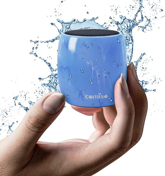 comiso Small Bluetooth Speaker, IPX7 Waterproof Speaker with Robust Bass and Stereo Sound, Wireless Speakers with Hands-Free Call, Portable Speakers for Hiking, Car or Trip, Ideal Gift for Men, Women-CubbioJoy