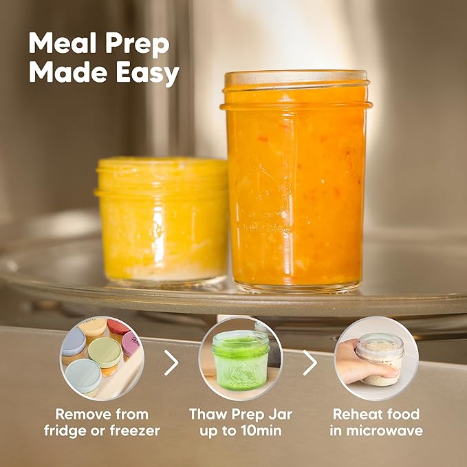 KeaBabies 4pk 8oz Glass Baby Food Containers with Lids - Leak-Proof, Microwavable Small Glass Jars, Baby Purees & Toddler Snack Storage Containers, BPA-Free, Dishwasher & Freezer Safe (Nord)-CubbioJoy