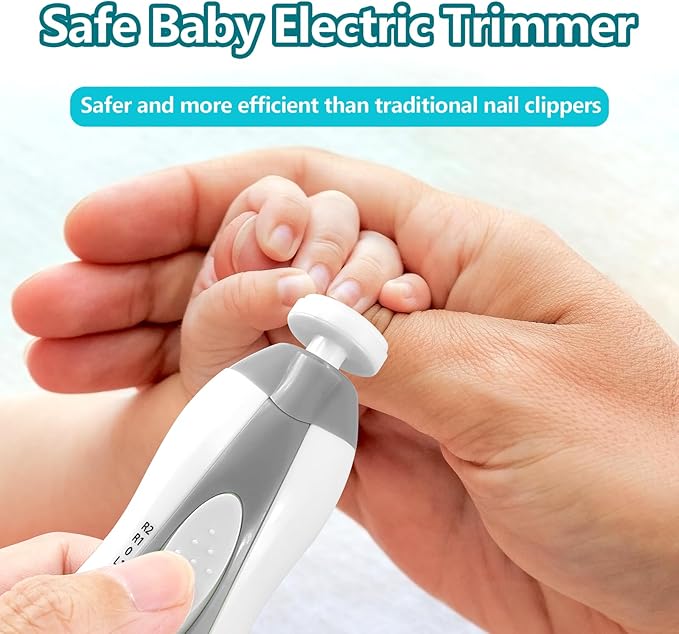 Baby Nail Trimmer Electric, 6 in 1 Rechargeable Baby Nail Clippers Manicure Set Grooming Kit for Toddler Infant or Adults (Grey)-CubbioJoy