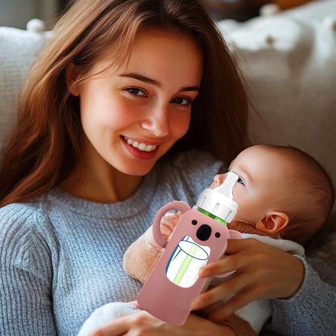 BUSOHA 3 Pack Koalas Silicone Sleeves for Dr. Brown's Glass Baby Bottles - Drop Protection Baby Bottle Sleeves Compatible with Dr Brown Newborn Glass Bottles with Silicone Handles,4 oz-CubbioJoy