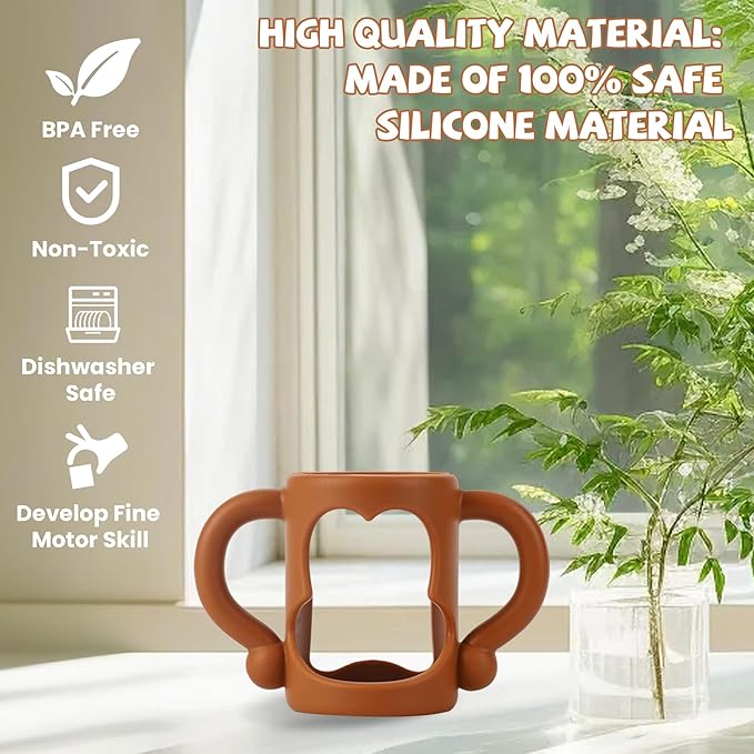 Bottle Handles for Dr. Brown's Narrow Baby, Wide-Neck, Removable Easy-Grip Transitional Sippy Cup Handles, 100% Silicone-BPA-Free Material, 4m+ (White, Green, Blue)-CubbioJoy