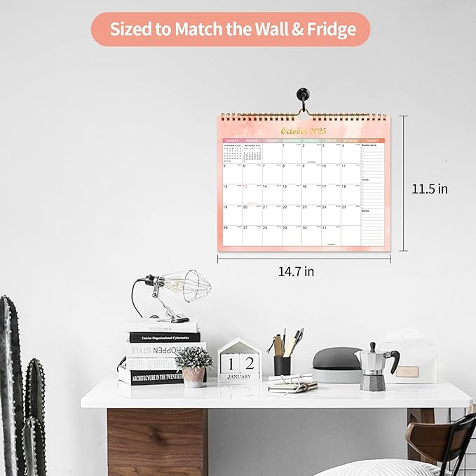 Calendar 2025-2027 22 Monthly Wall Calendar Runs from September 2025 until June 2027 Spiral Binding Hanging 11.5" x 14.7" Thick Paper with Julian Dates and Block for School Office（Colorful）-CubbioJoy