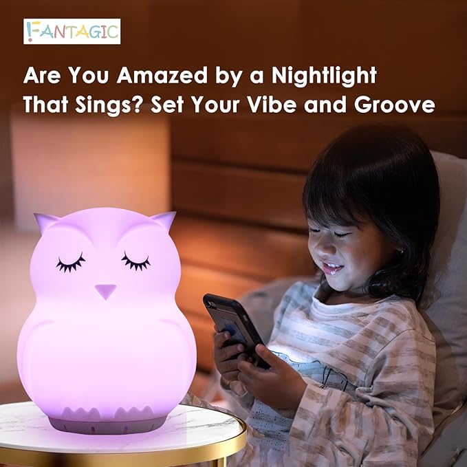 Combined Bluetooth Speaker & Nightlight With 9 Color Emissions, Child Friendly Silicone & BPA Free, USB Recharging, Receives Audio From Computer, Phone Or Tablet, and includes Remote Control (Owl)-CubbioJoy
