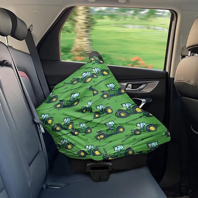 Binienty Baby Car Seat Cover for Boys Girls - Green Truck Multi Use Baby Nursing Scarf, Shopping Car/High Chair/Stroller Portector Decor-CubbioJoy